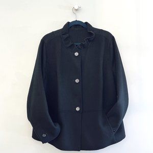 Talbots - Wool Ruffled Collar Jacket - Black - 20WP